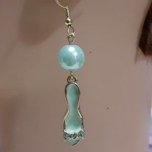 Shoe 👠 VINTAGE Turquoise blue enamel Earrings